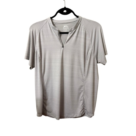Slazenger Tops - Slazenger Golf Womens Large Gray Quarter Zip Short Sleeve Performance Shirt L
